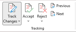 Track changes options on ribbon active after unlocking in Word